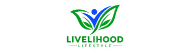 Livelihood Lifestyle logo – green leaf and blue human figure symbolizing wellness and growth